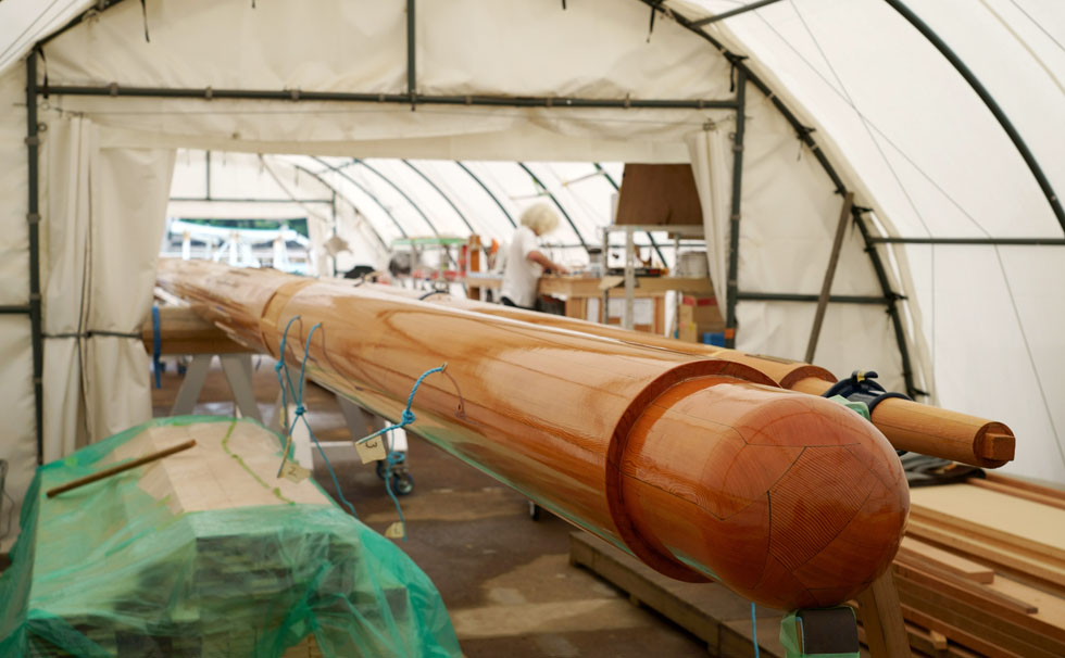 写真：ノーブルマスト社製のシナーラのメインマスト