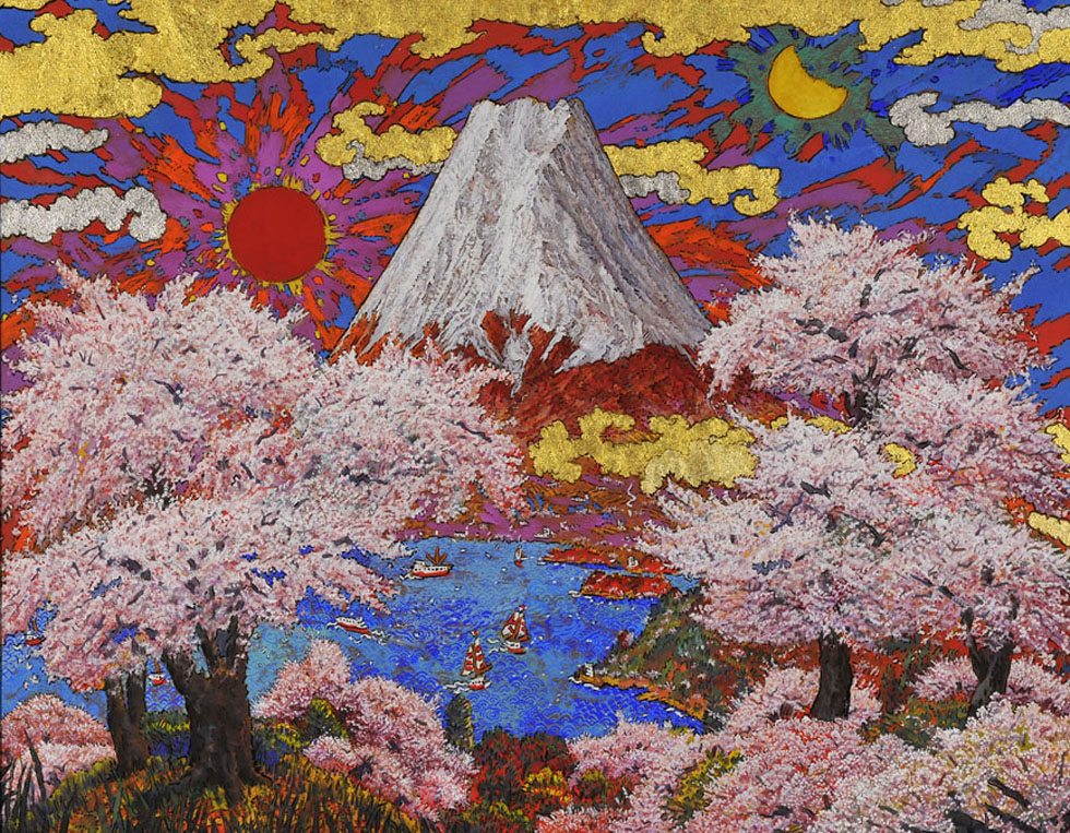 写真：日月桜花爛漫富士