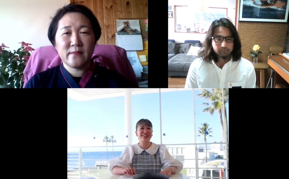 写真:左上)葉山ハートセンター 院長 田中江里氏 右上)プロセーラー 伊藝徳雄氏 下)司会 MITSUMI氏