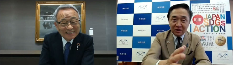 写真:左)東京都豊島区長 高野之夫氏 右)神奈川県知事 黒岩祐治氏